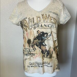 French postcards Wild West Graphic Tee in Cream